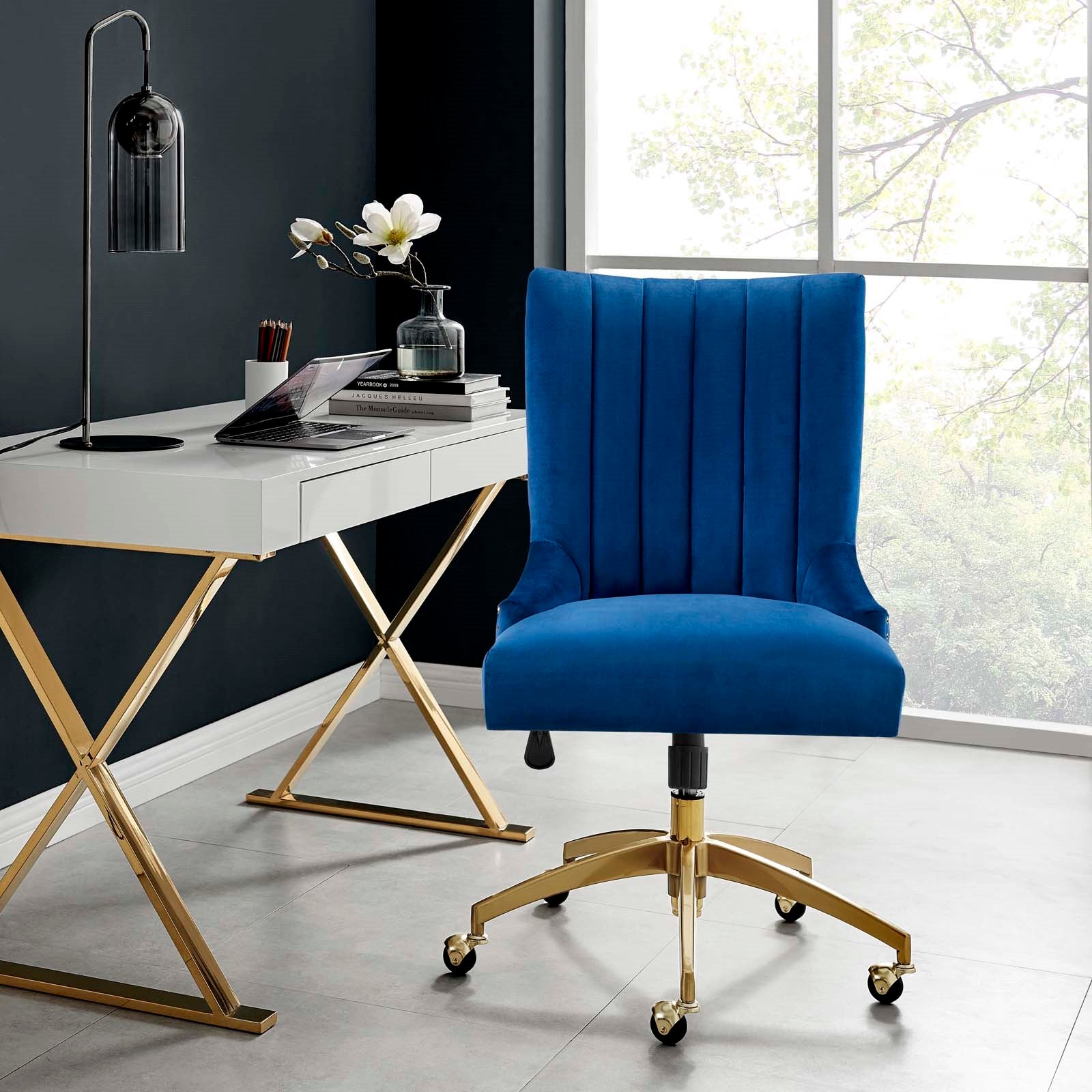 Empower Channel Tufted Performance Velvet Office Chair in Gold
