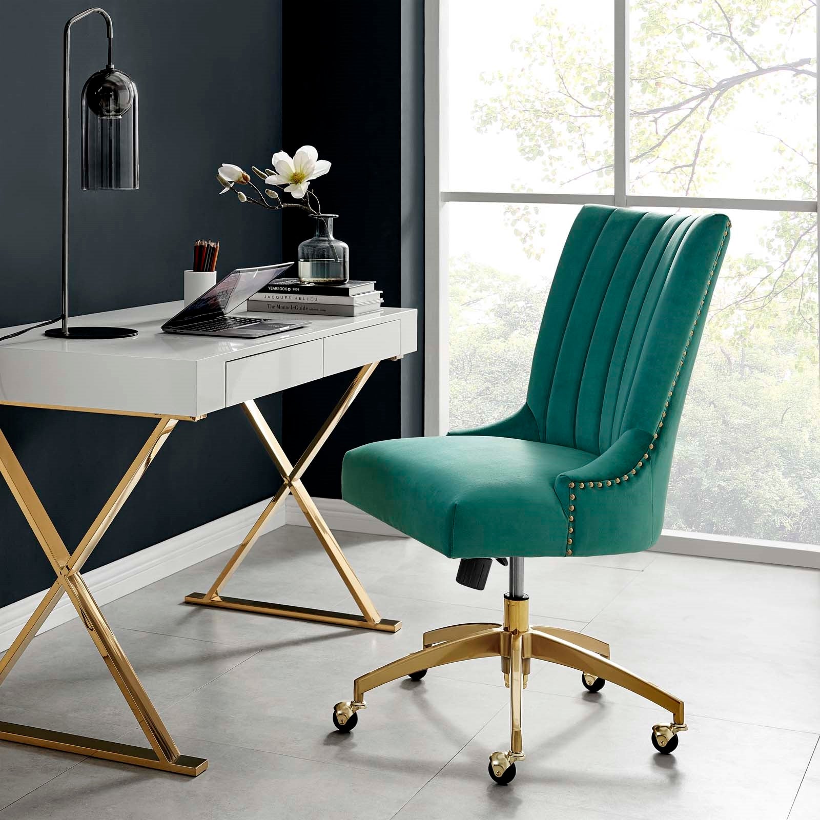 Empower Channel Tufted Performance Velvet Office Chair in Gold