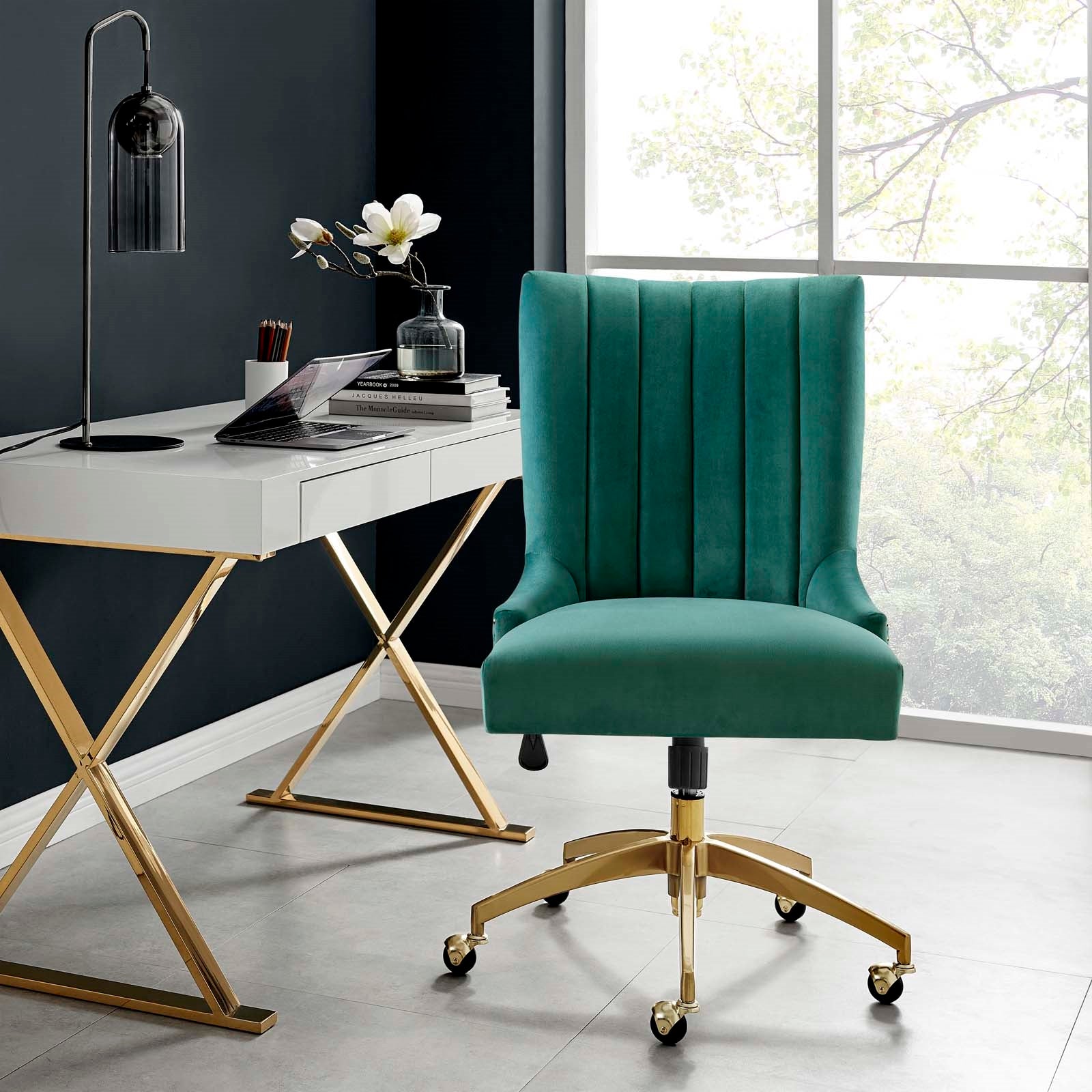 Empower Channel Tufted Performance Velvet Office Chair in Gold