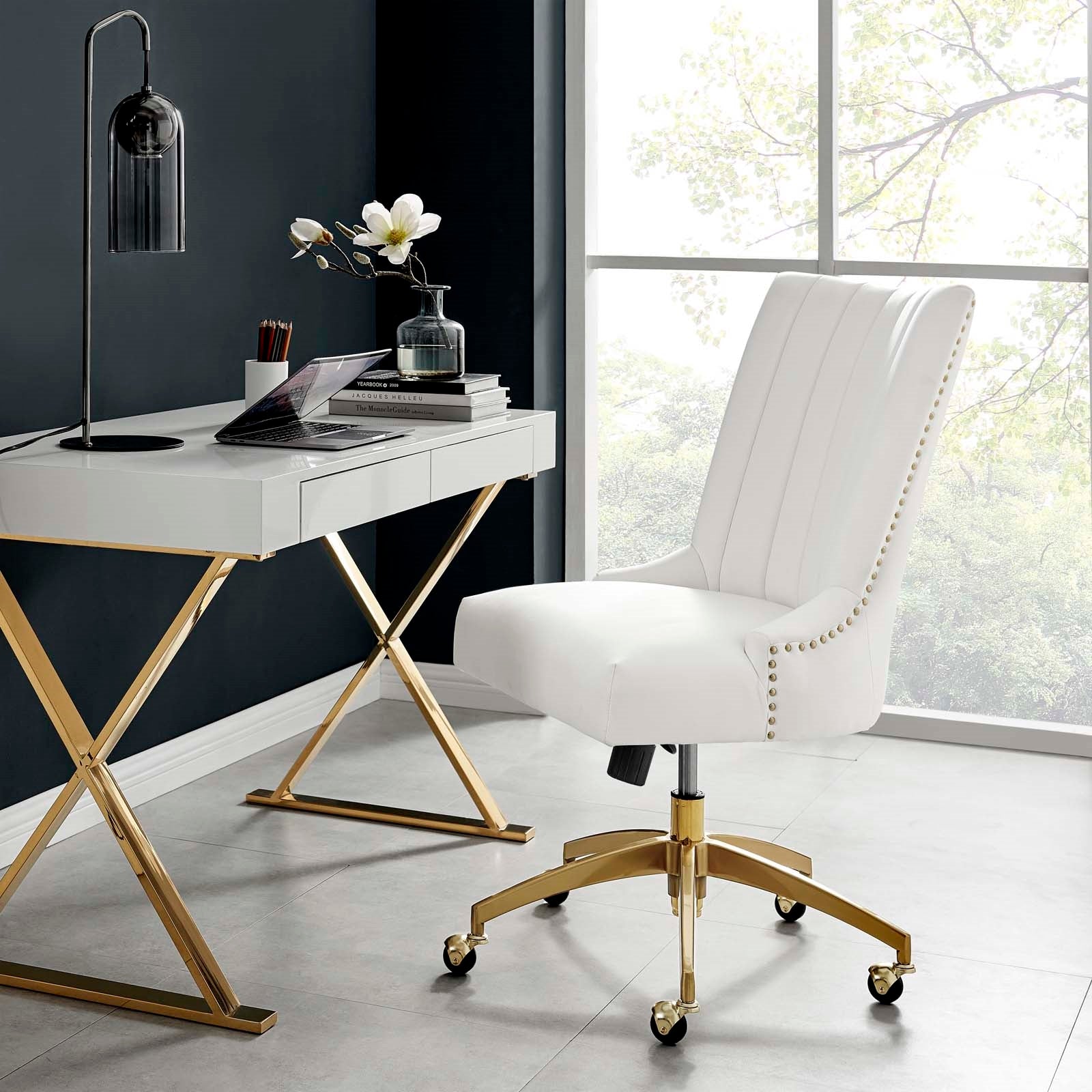 Empower Channel Tufted Performance Velvet Office Chair in Gold
