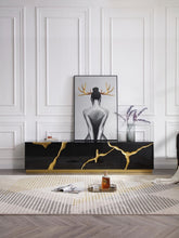 Load image into Gallery viewer, Paramount TV Stand With Gold Accents