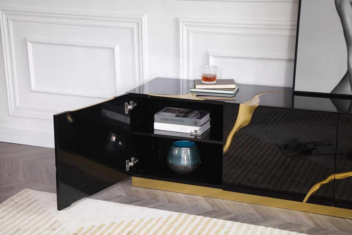Paramount TV Stand With Gold Accents