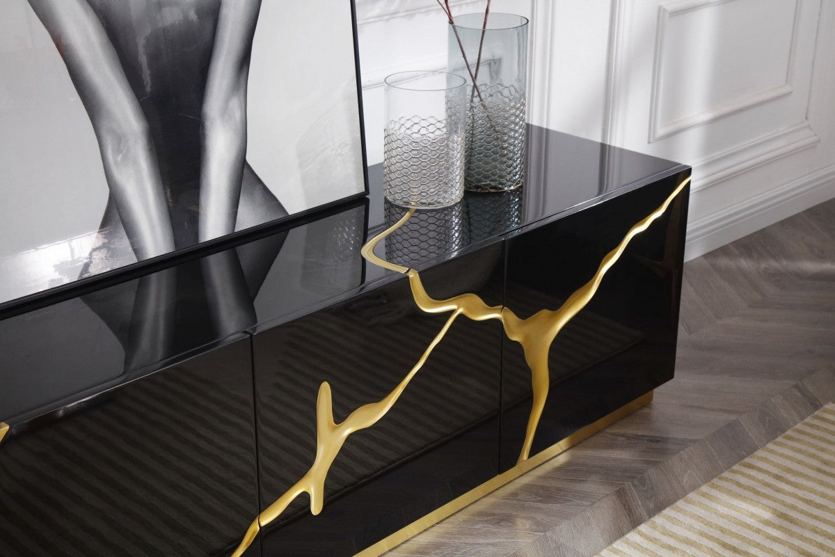 Paramount TV Stand With Gold Accents