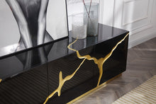 Load image into Gallery viewer, Paramount TV Stand With Gold Accents
