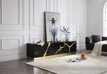 Load image into Gallery viewer, Paramount TV Stand With Gold Accents